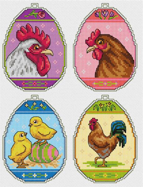 Counted cross stitch kit with plastic canvas "Easter eggs" set of 4 designs 7677