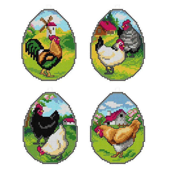 Counted cross stitch kit with plastic canvas "Easter ornaments" set of 4 designs 7697