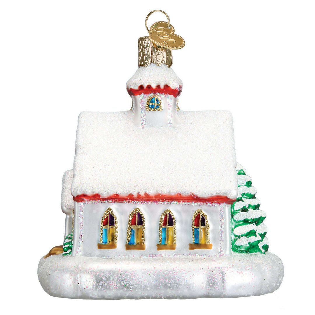 Old World Christmas Country Church Blown Glass Ornament