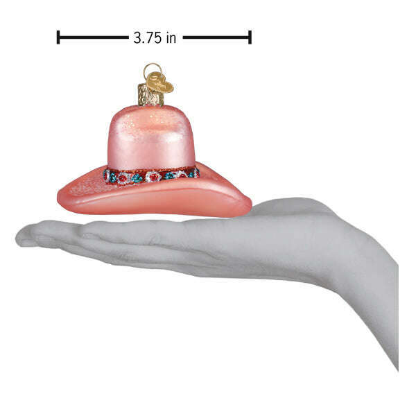 Old World Christmas Cowgirl Hat Blown Glass Ornament
