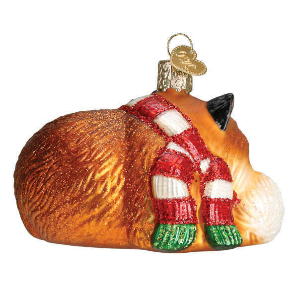 Old World Christmas Cozy Fox Blown Glass Ornament