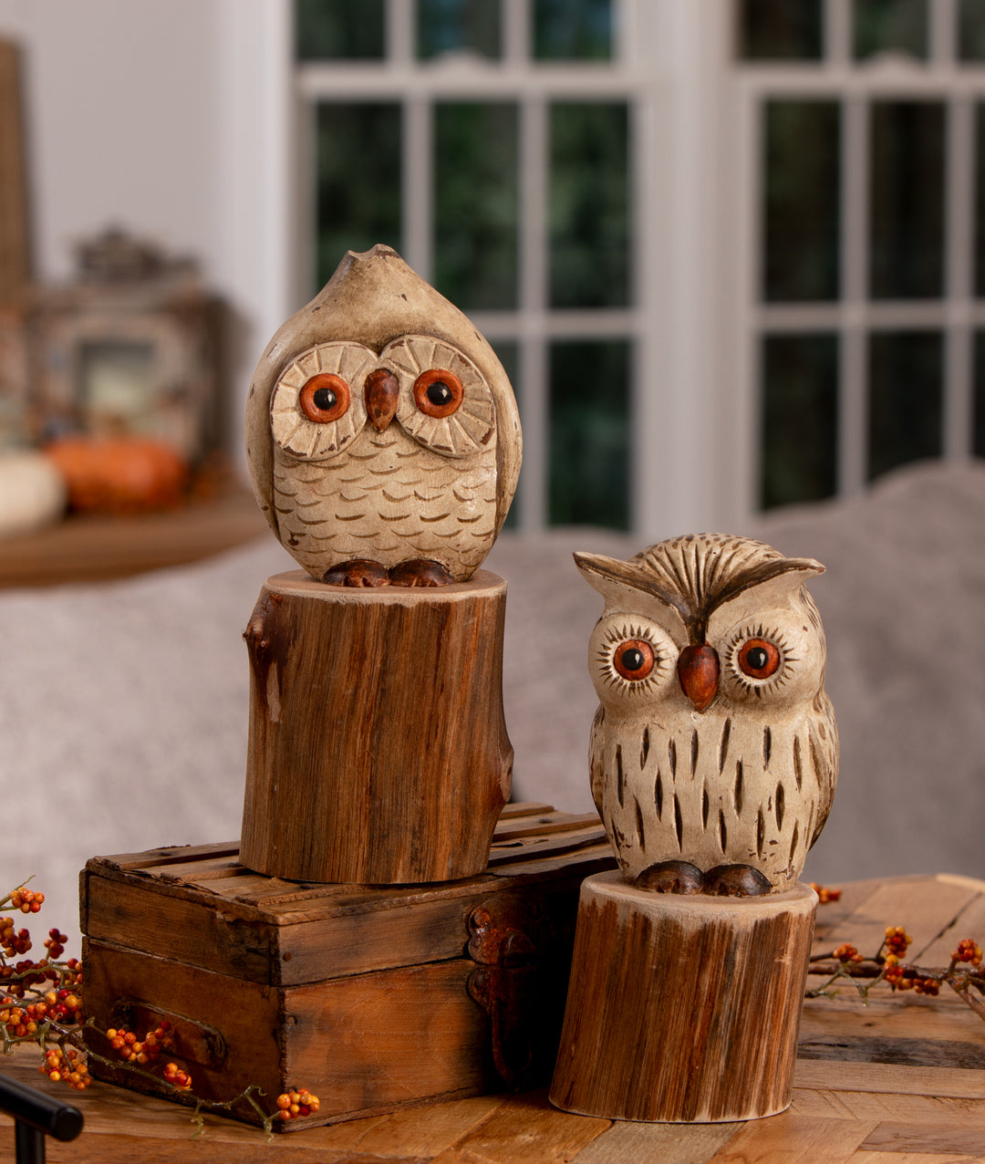 Handcarved 8" Horned Owl by Bethany Lowe Designs, image 5