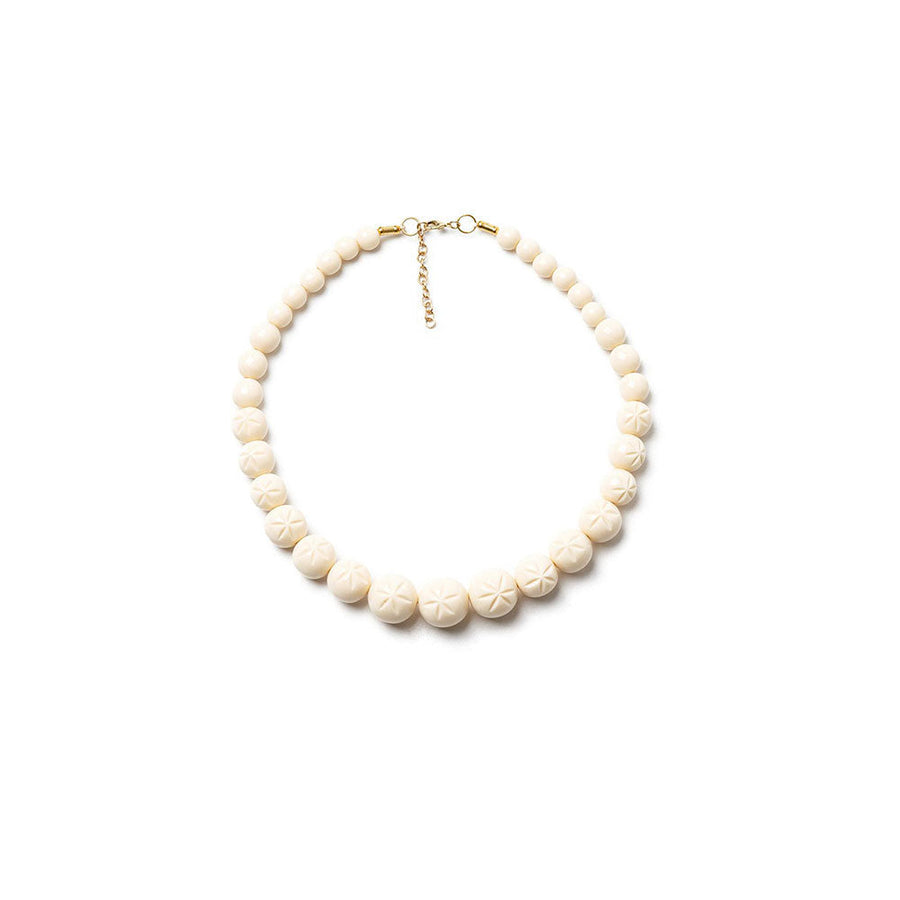 Cream Heavy Carve Bead Necklace image