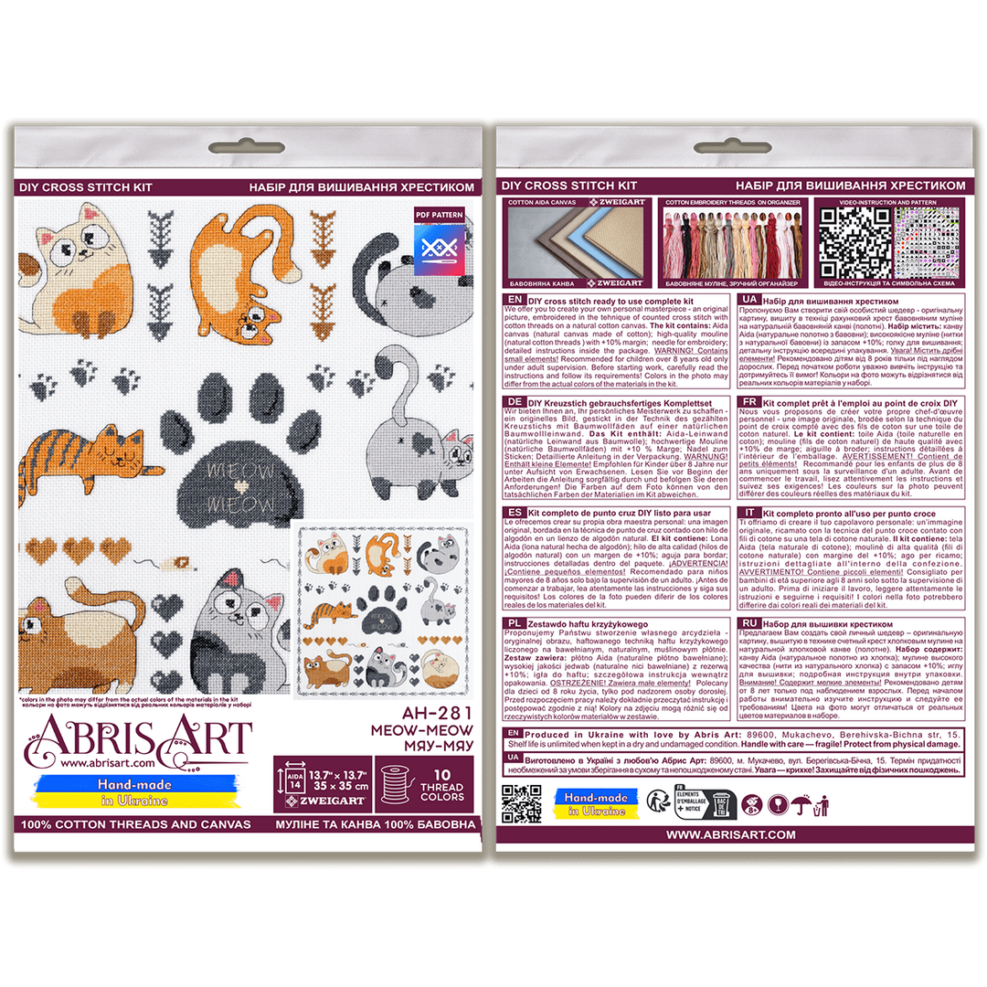 Cross-stitch kit - Meow-meow AH-281