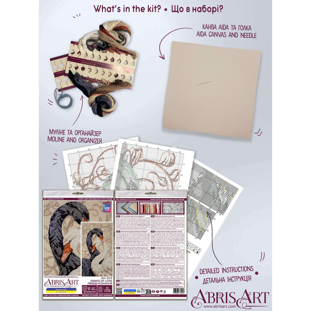 Cross-stitch kit - Swans of love AH-269