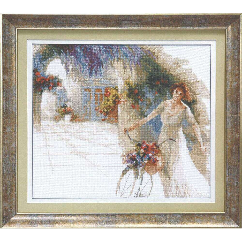 Cross-stitch kit A-212C "A girl with flowers"