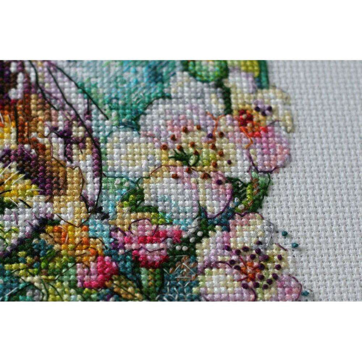 Cross-stitch kit Caramel spider web AH-085