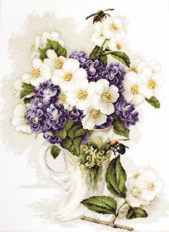 Vase with Jasmine Counted Cross-Stitch Kit by Luca-S B512l