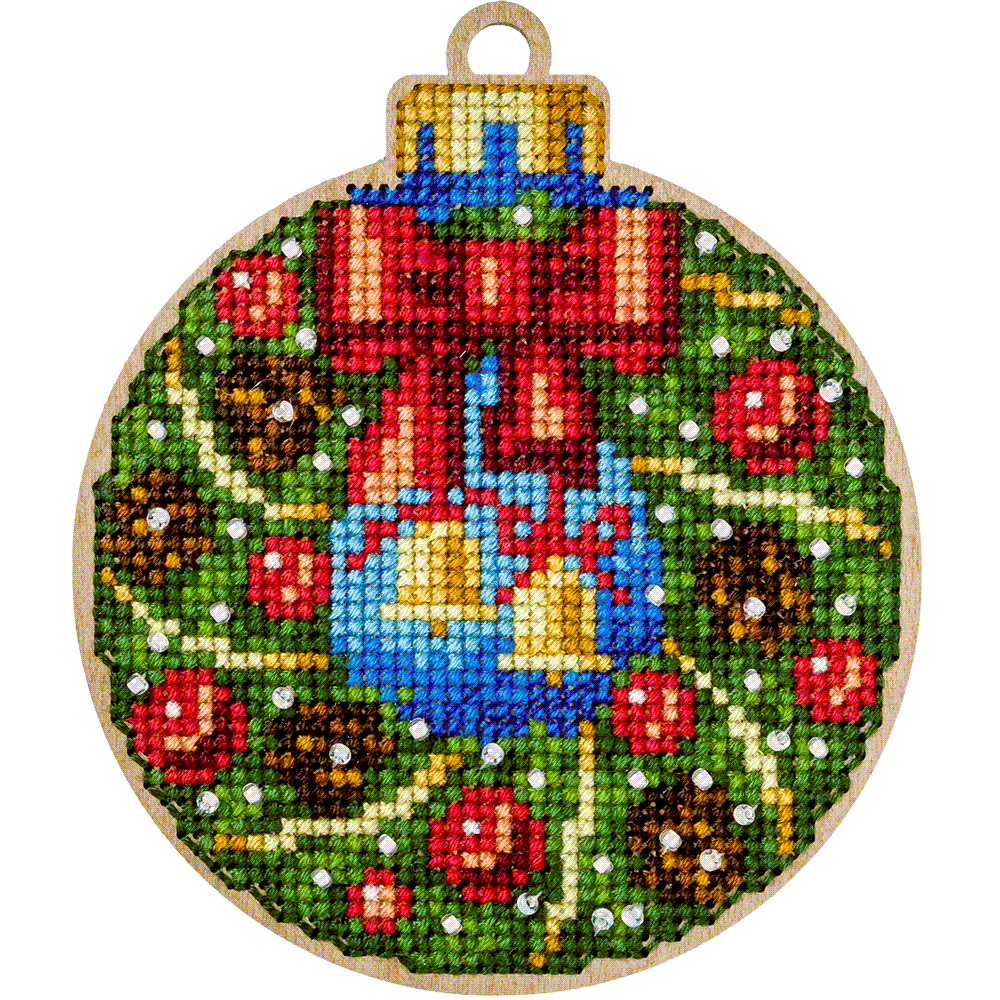 Cross-stitch kit on wood FLW-003