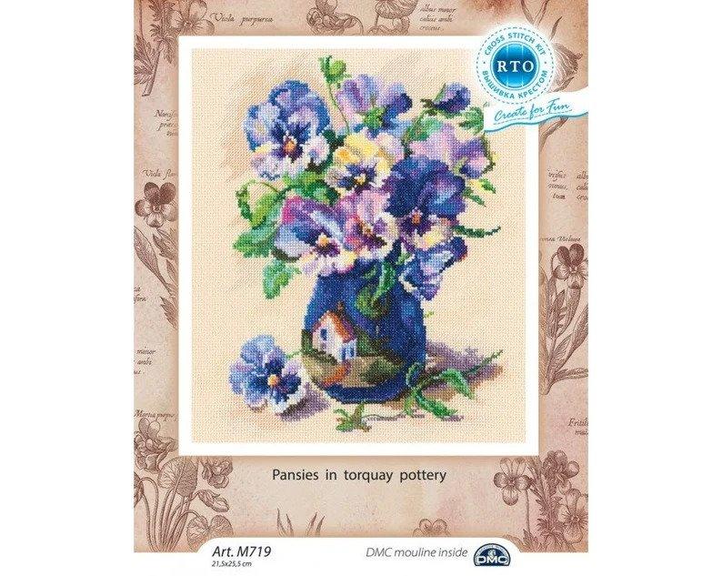 Cross-stitch Kit "Pansies in torquay pottery" M719
