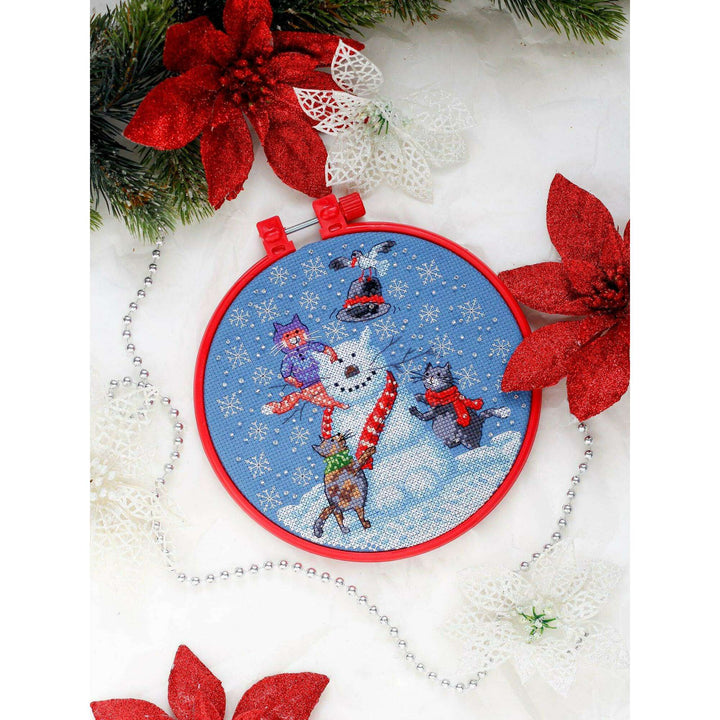 Cross stitch kit Snowman cat AHM-026