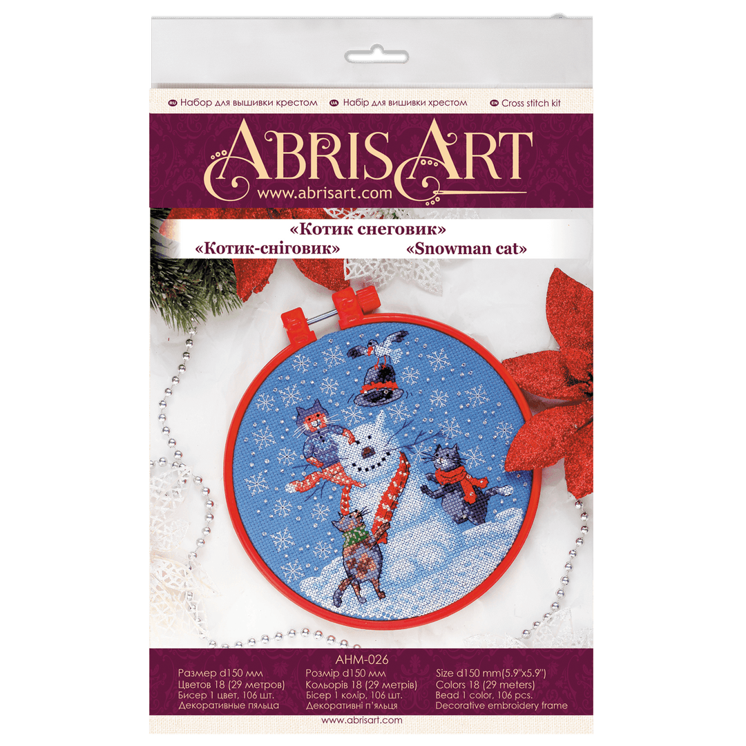 Cross stitch kit Snowman cat AHM-026