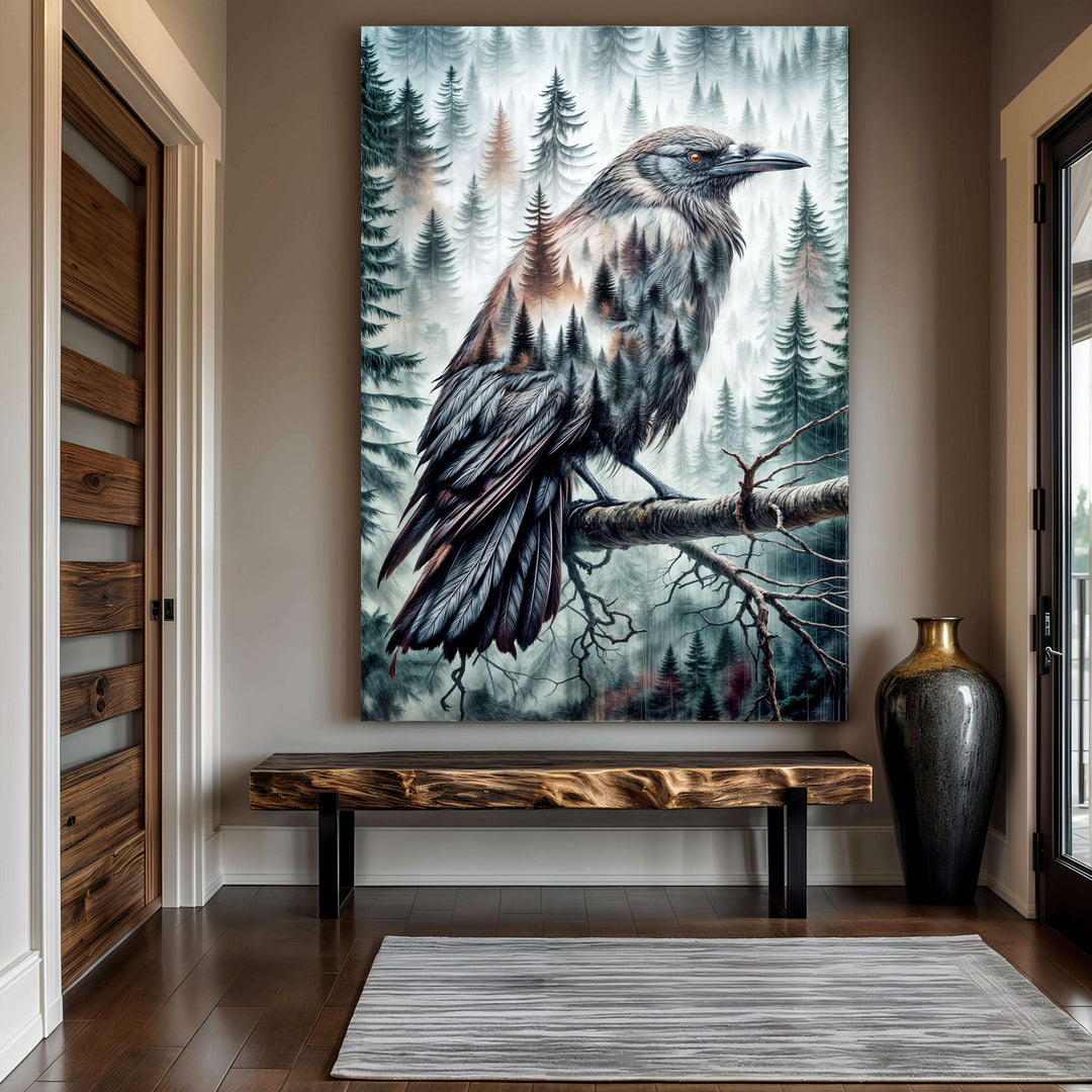 Crow Double Exposure Wall Art
