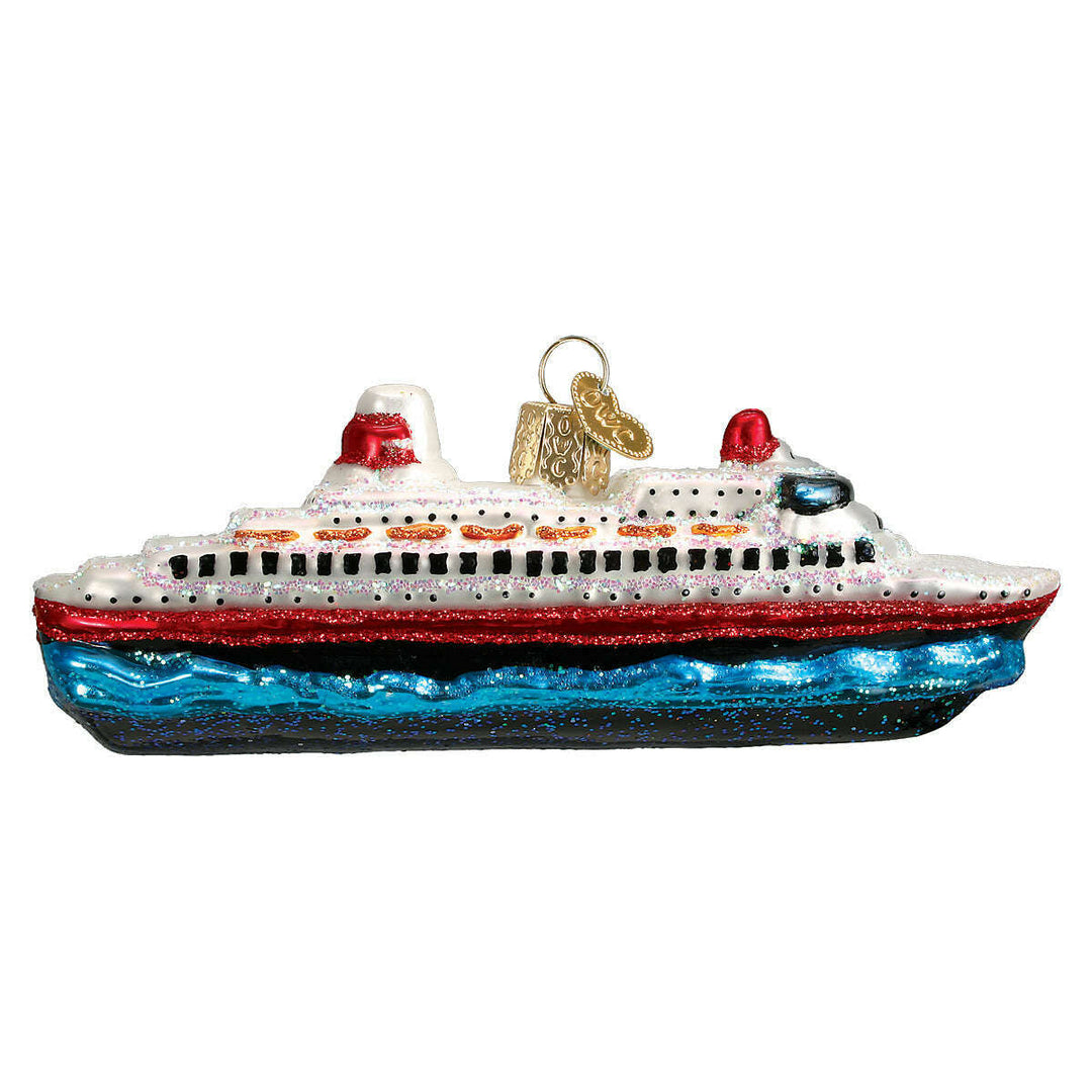 Old World Christmas Cruise Ship Blown Glass Ornament
