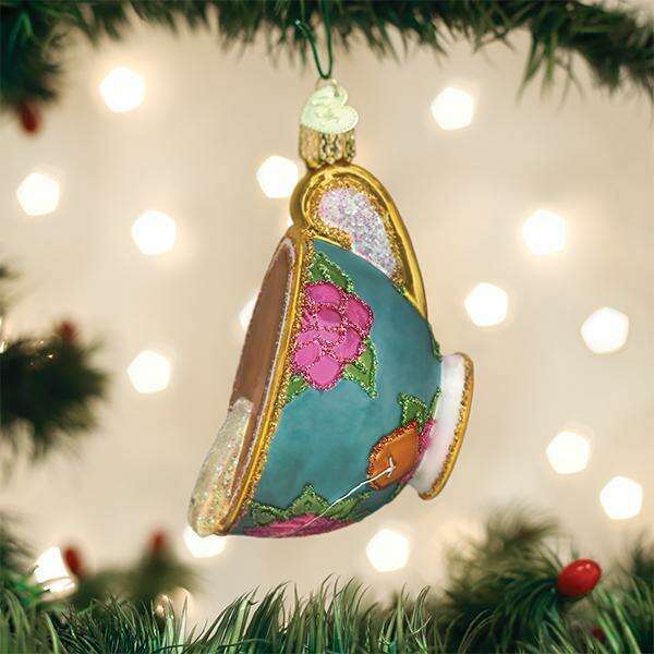 Old World Christmas Cup of Tea Blown Glass Ornament