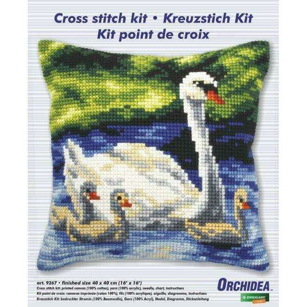 Cushion cross stitch kit  "Swans family" 9267