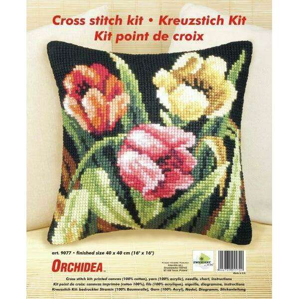 Cushion cross stitch kit  "Tumbling tulips" 9077