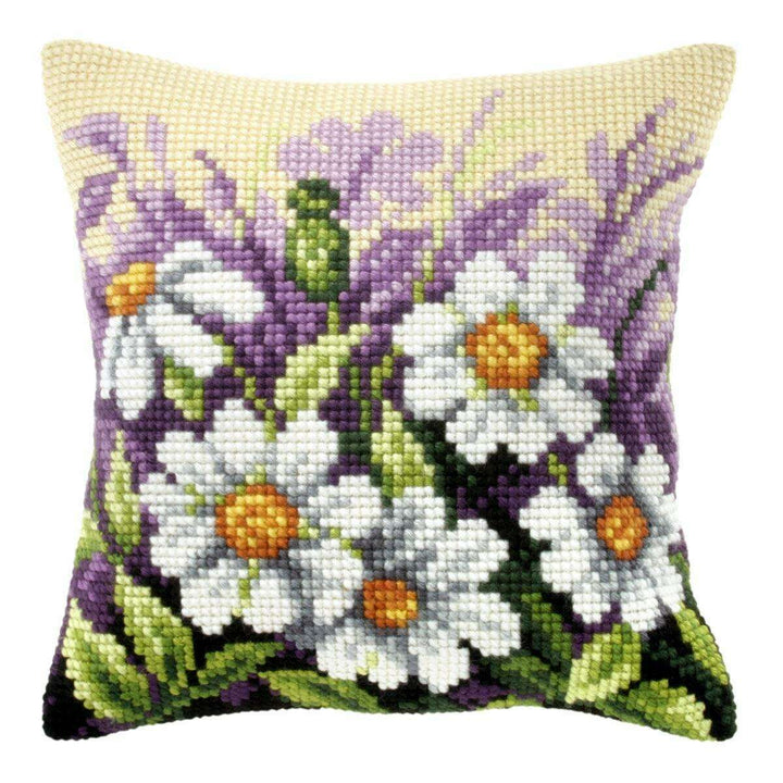 Cushion cross stitch kit  "White flowers on meeadow" 9122