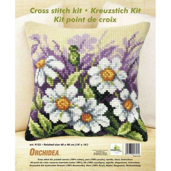 Cushion cross stitch kit  "White flowers on meeadow" 9122