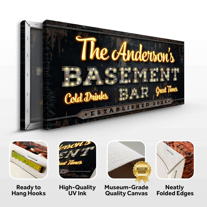Custom Vintage Rust Basement Bar Sign III