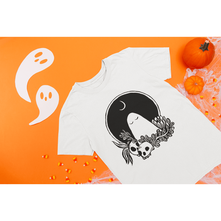 Cute Ghost Moon And Skulls Tee - Unisex Shirt