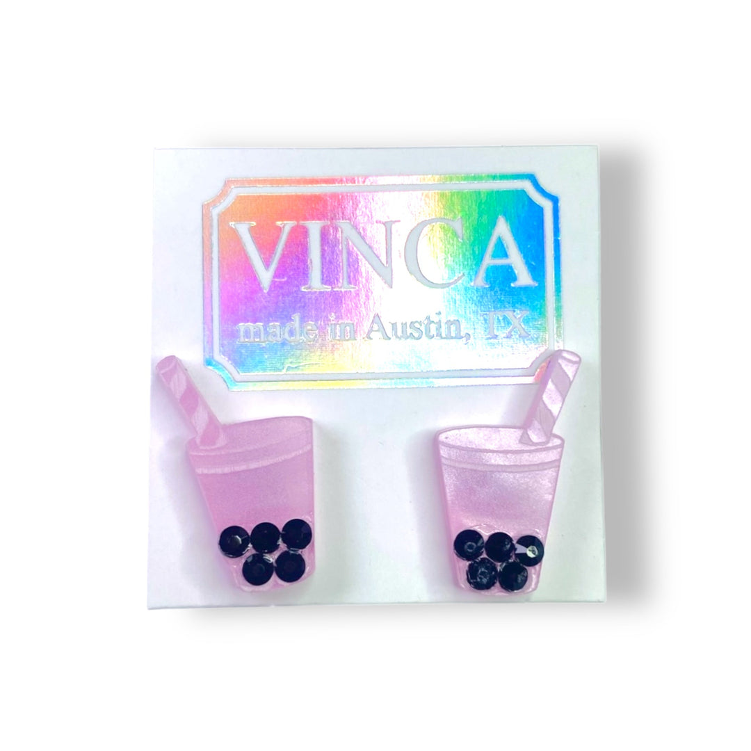 LAST CHANCE! Bubble Tea Earrings with Crystal Boba