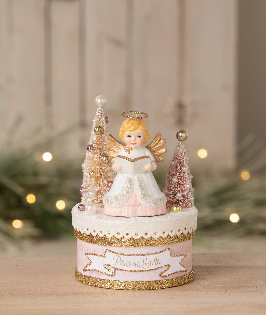Angel with Trees on Box by Bethany Lowe Designs, christmas decor