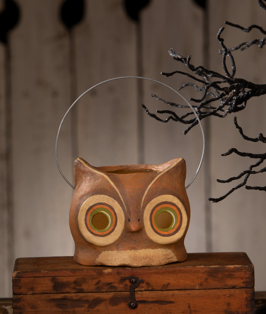 Small Hootin Owl Bucket by Bethany Lowe Designs, halloween decor