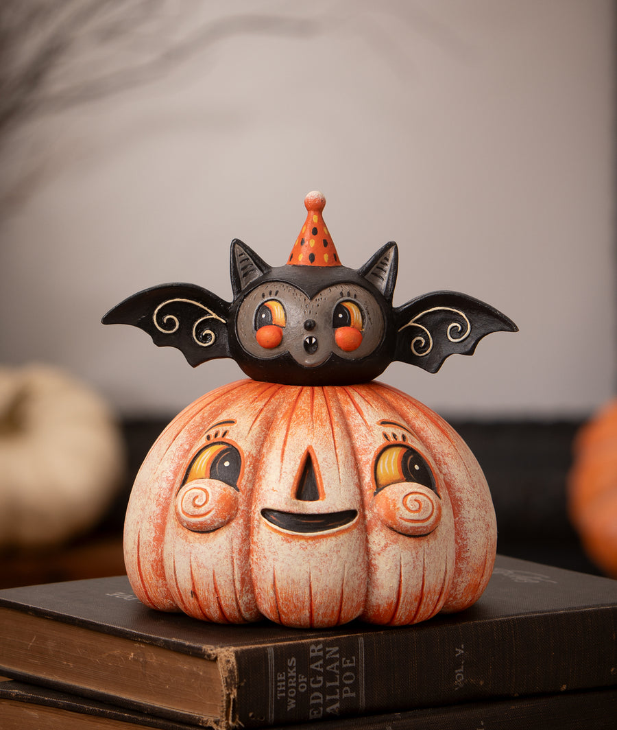 Squatty Pumpkin Batty by Bethany Lowe Designs, halloween decor