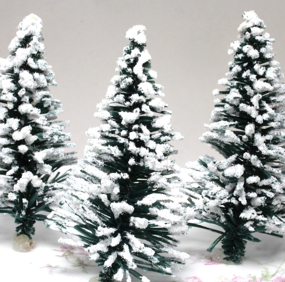 Snowy Forest Trees - 3" Tall - Green - Set of 3 Pcs