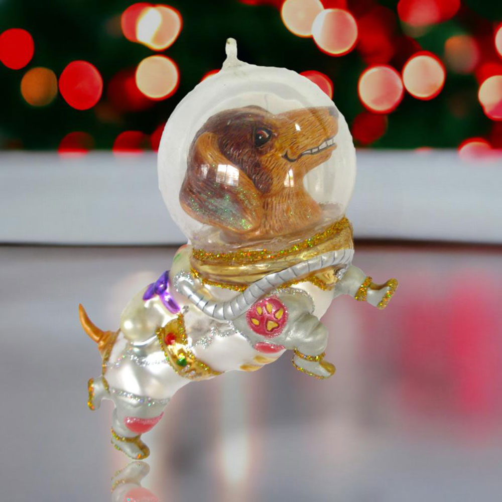 Dachshund in Space Suit Ornament by December Diamonds 