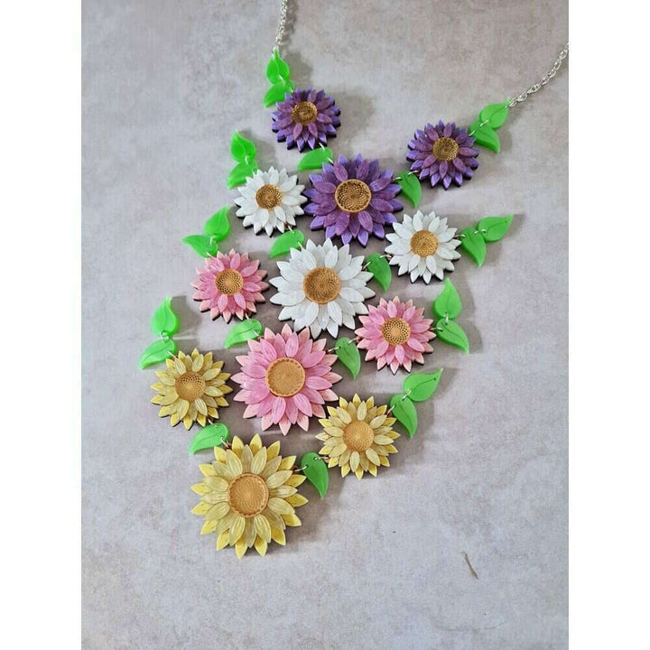 Daisy Chain Charm Necklace - Four Colours by Cherryloco Jewellery 4