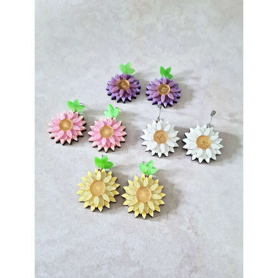 Daisy Dangle Earrings &ndash; Four Colours by Cherryloco Jewellery