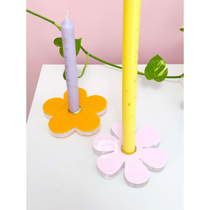 Daisy flower acrylic candle holder