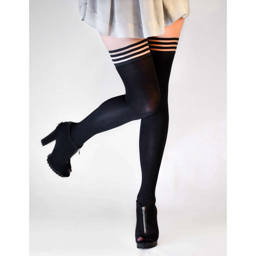 Dana Lynn: Sleek, Slender, and Totally Ribbed Thigh Highs. Petite to Plus Size