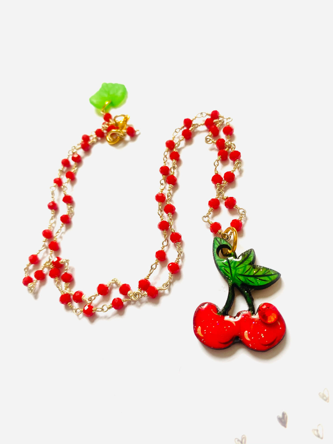 Retro Cherry Beaded Necklace by Rosie Rose Parker