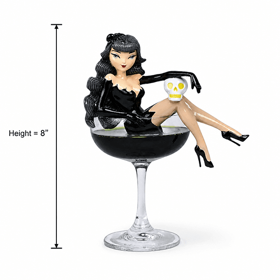 SECOND Black Widow Witch 8" Witch in Martini Glass Figurine | December Diamonds