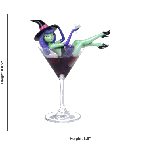 SECOND Wicked-Tini Purple Hair Witch in Martini Glass 8.5" Figurine | December Diamonds