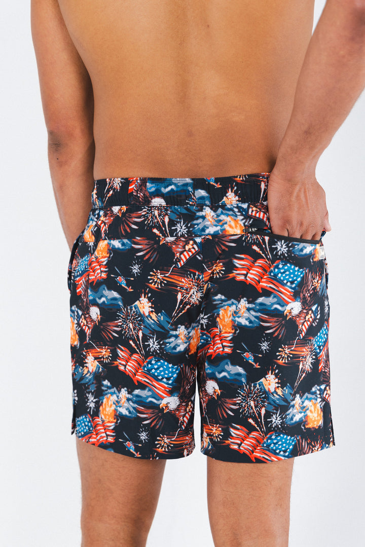 The Declaration | Americana Eagles Ball Hammock® Pouch 5" Swim Trunks