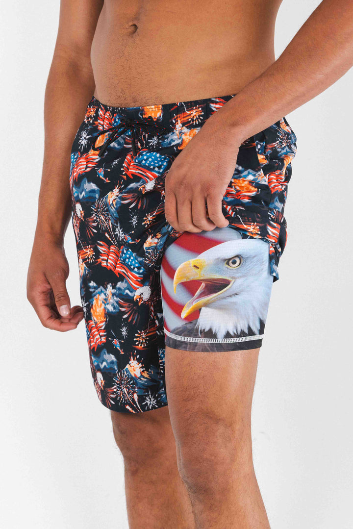 The Declaration | Americana Eagles Ball Hammock® Pouch 8" Swim Trunks