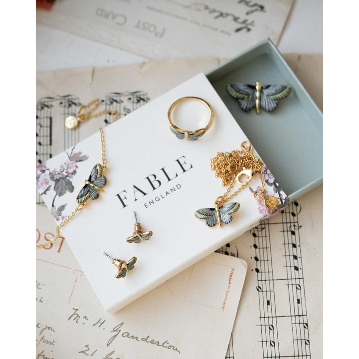 Deco Butterfly Brooch Blue by Fable England 1