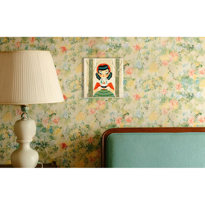 Decorative Tile Girl with Snow Globe by Laliblue 1