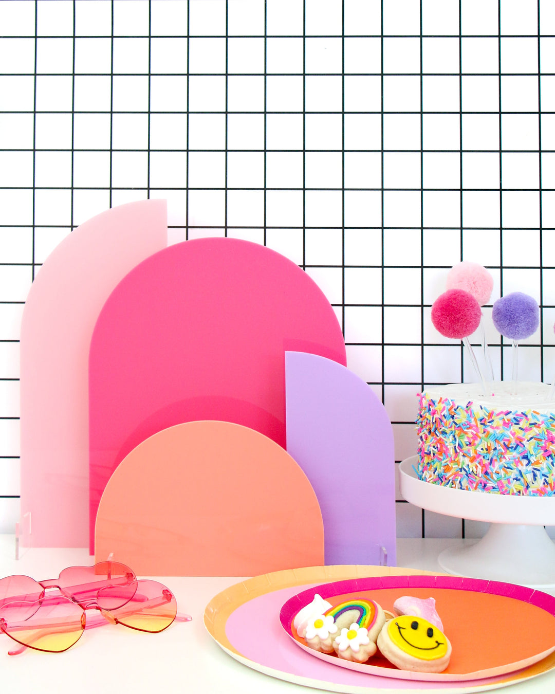 Pink and Coral Acrylic Party Decor Stands