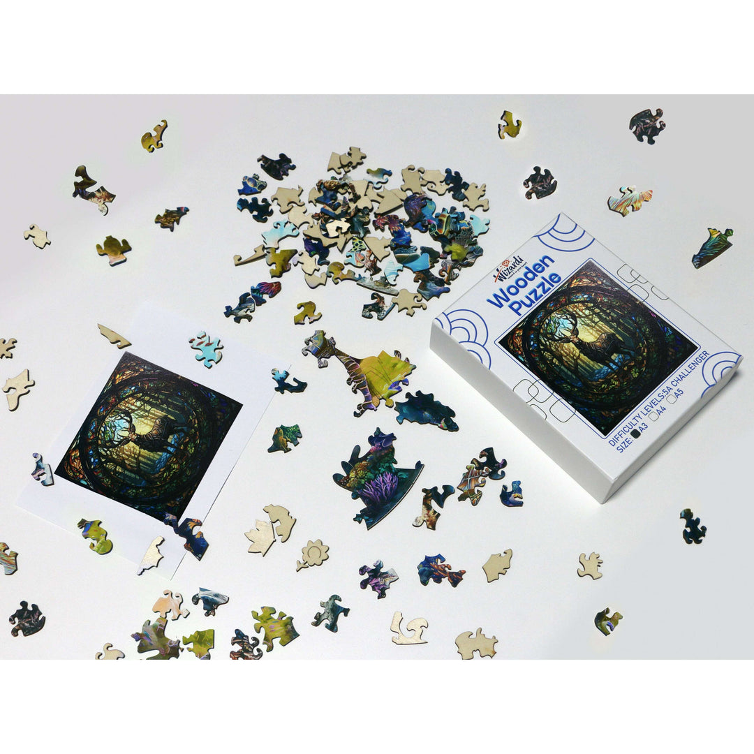 Deer in the Forest - Jigsaw Wooden Puzzle by Wizardi F07N9-13