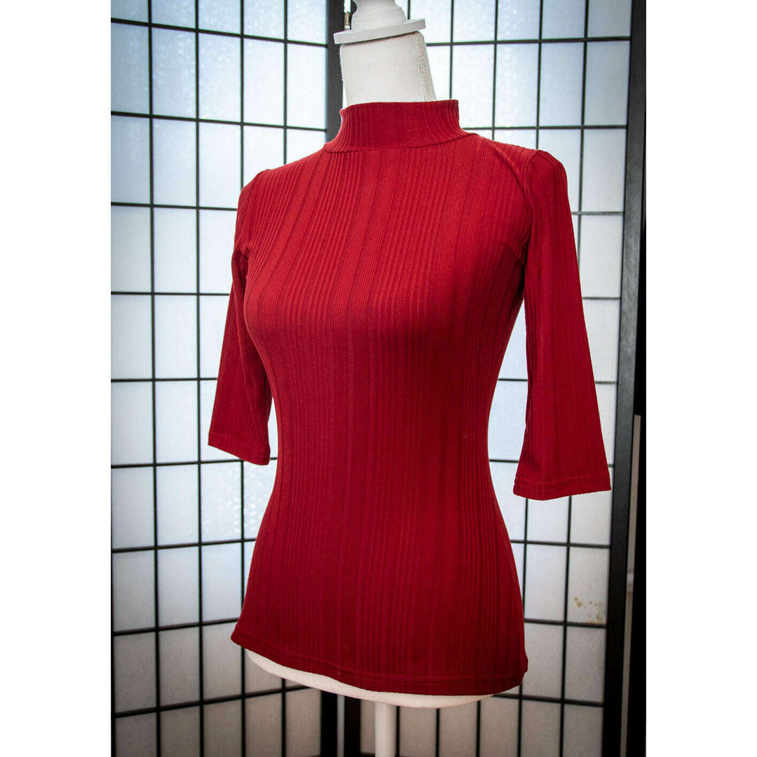 Denise Top 3/4 Sleeve - Brick Rib Knit