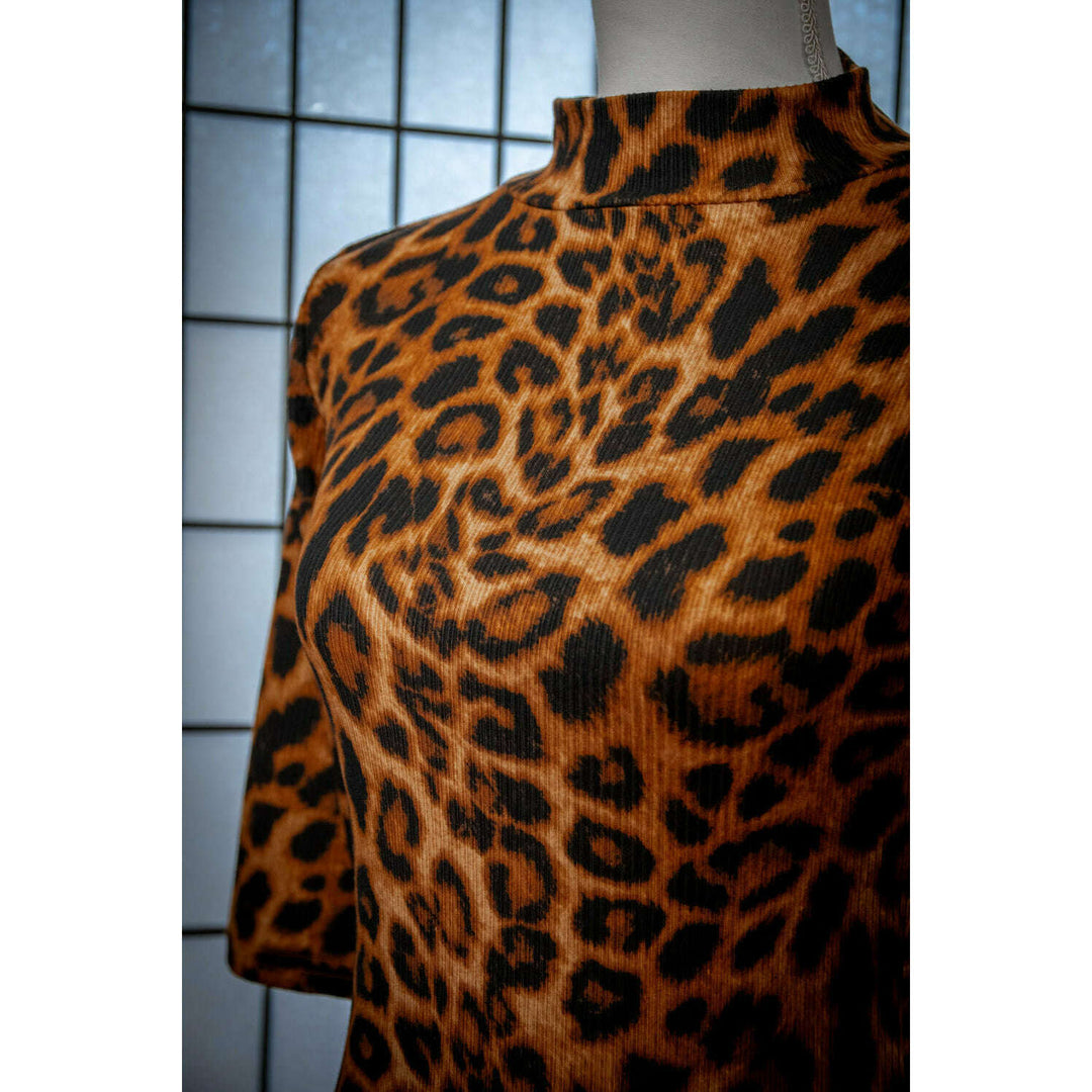 Denise Top 3/4 Sleeve - Leopard Rib Knit