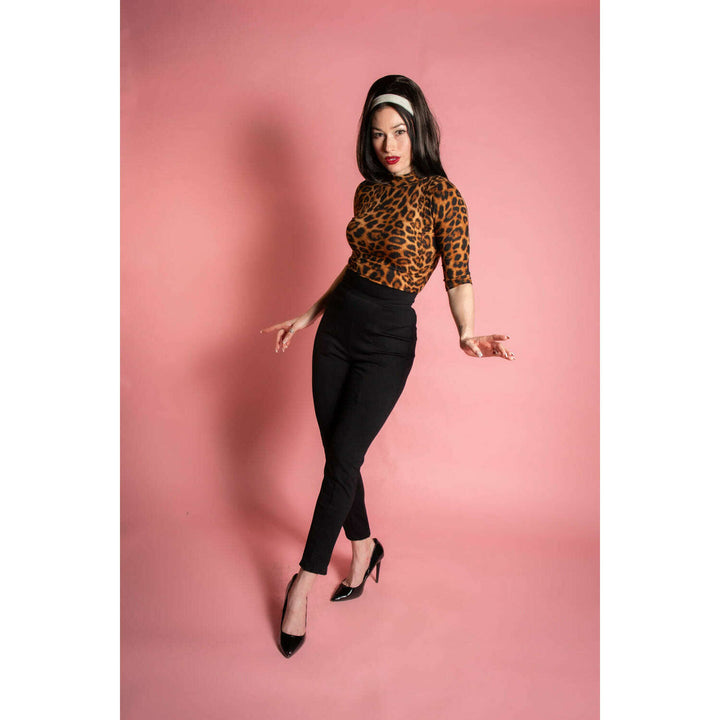 Denise Top 3/4 Sleeve - Leopard Rib Knit