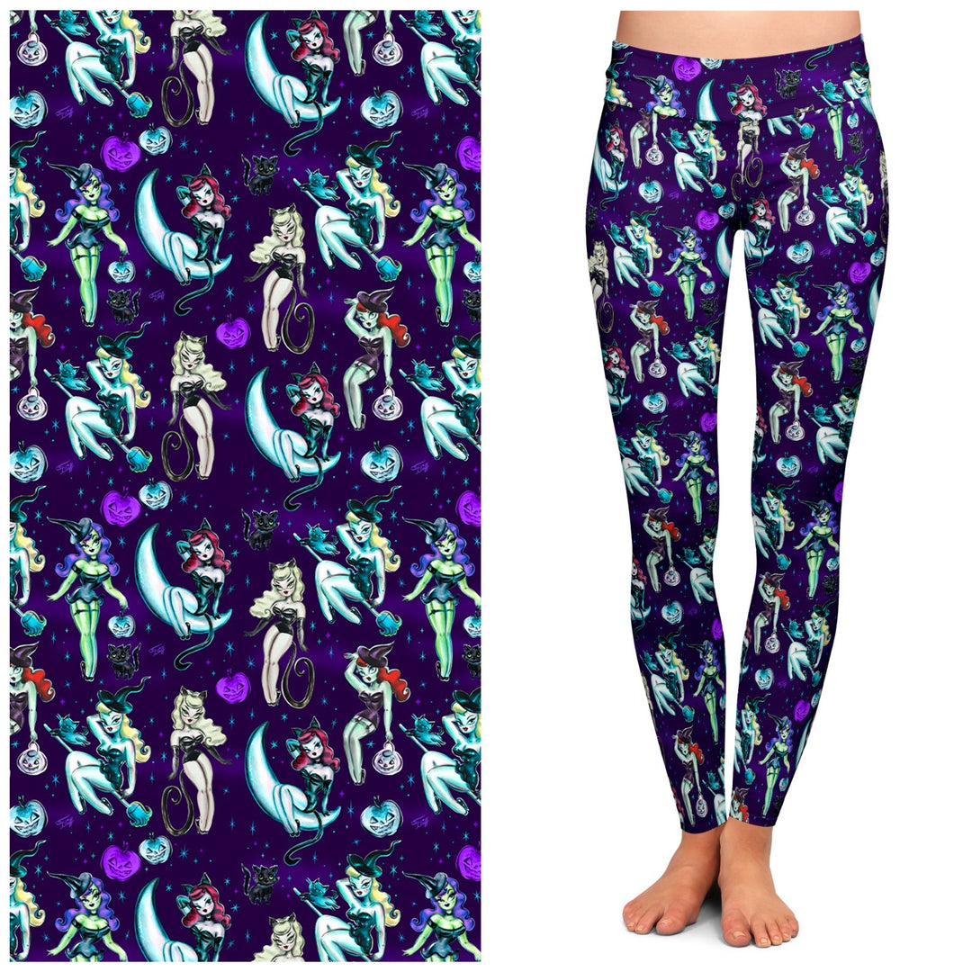 "Vintage Witches" Dark Leggings by Miss Fluff x Lipstick & Chrome