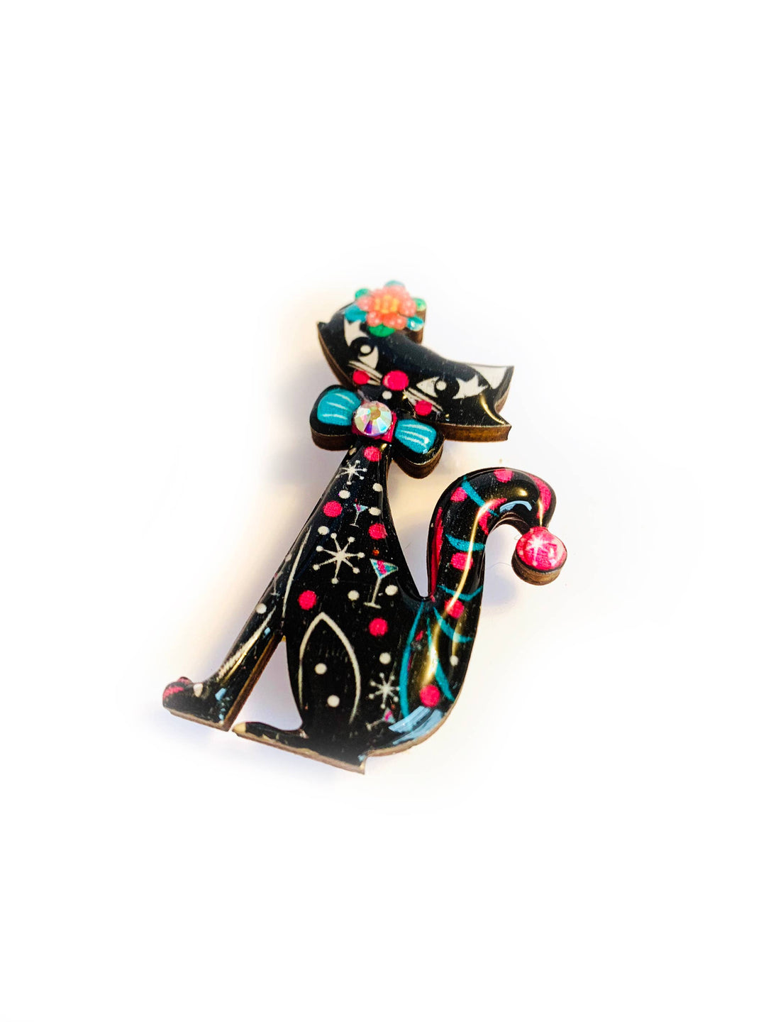 Retro Dapper Atomic Cat Brooch by Rosie Rose Parker