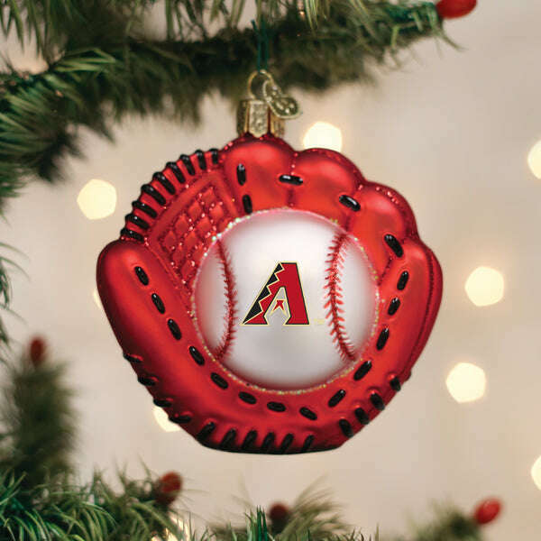 Old World Christmas Diamondbacks Baseball Mitt Blown Glass Ornament